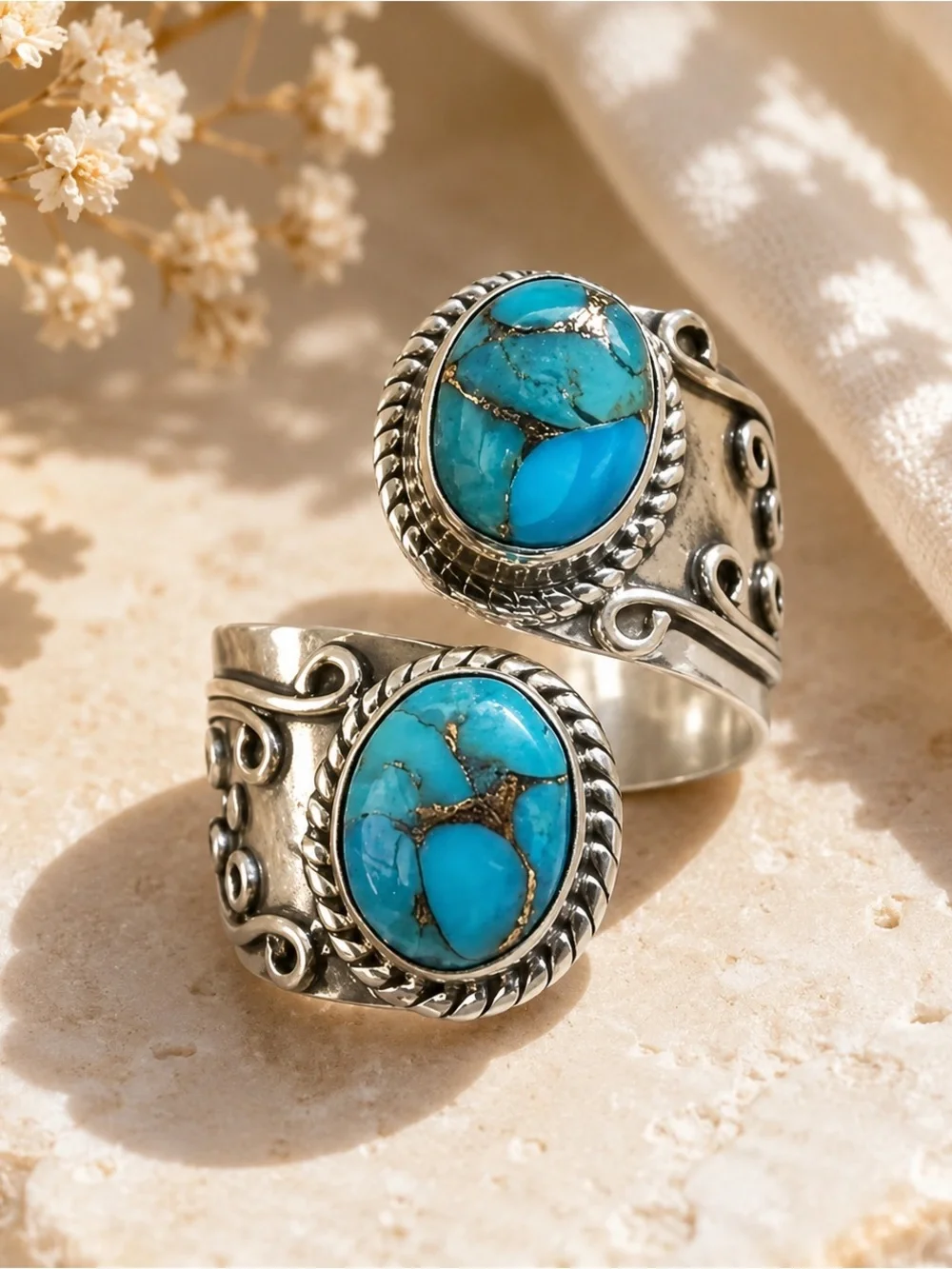 Turquoise Adjustable Wrap Ring | Boho Statement Ring